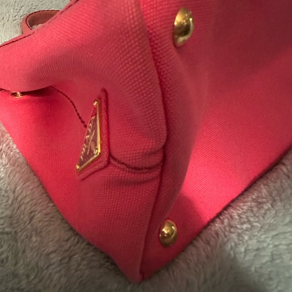 Prada Canapa Hand Bag and with Crossbody Strap in Pink - Picture 8 of 10